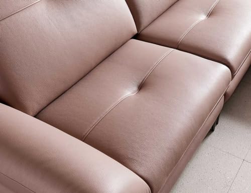 Image of Fabrique David Leatherette Sturdy Look 3 Seater Sofa Set with Puffy Light Pink | Luxury Comfortable Furniture Perfect for Home Guests Office & Living Room | Stainless Steel Legs