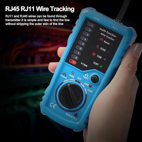 Image of Network Cable Tester, Line Finder with Probe Tone, Wire Tracker Multifunction, RJ11 RJ45 Cable Tracer, Telephone Line Test, Ethernet LAN Network Cat5 Cat6 Cable Maintenance Collation, Battery