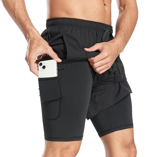 Nlieanuc Sporthose Herren Kurz 2 in 1 Trainingsshorts Schnelltrocknende...
