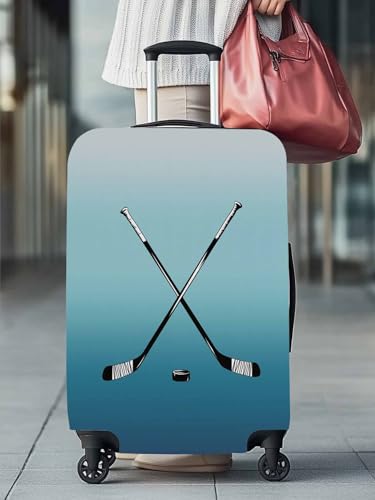 Sports Travel Luggage Cover, Hockey Gradient Turquoise Anti-scratch Elastic Luggage Covers For Suitcase Protector, Washable Baggage Covers2