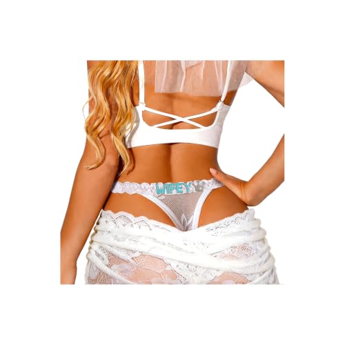 Image of Sexy Underwear for Women Lace Panties Sexy Thong with Funny Rhinestone Letters for Couple Gifts