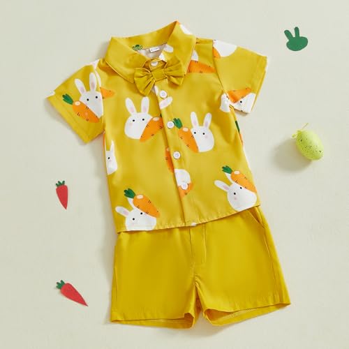Image of Toddler Boy Summer Outfits Button Down Short Sleeve Floral Shirts & Casual Shorts 1-6 Years Boys Clothes Set