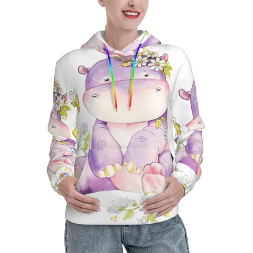 Sweats à capuche pour femmes imprimé papillon hippopotame à cordon ajustable