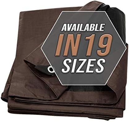 Tarp Cover Brown/Black Heavy Duty 8'X10' Thick Material, Waterproof, Great for Tarpaulin Canopy Tent, Boat, RV Or Pool Cover (8X10 Heavy Duty Poly Tarp Brown/Black)