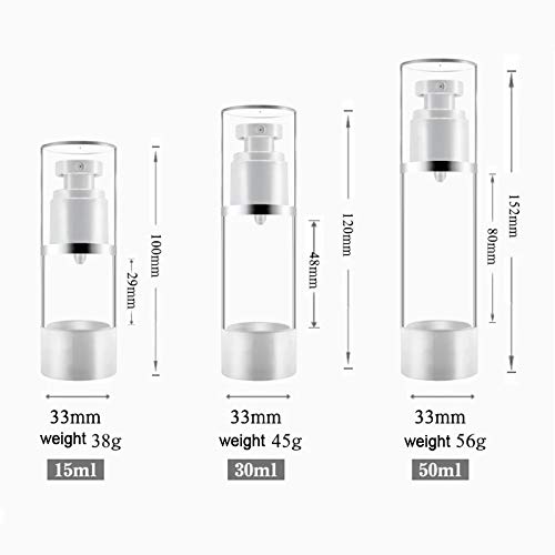 Miniatura 6 de Bomba de crema cosmética transparente sin aire, dispensador de loción de viaje de plástico vacío para champú, base líquida, crema facial, paquete de