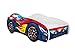 Topbeds lit pour Enfants Racing Car 160x80 cm, Rouge Bleu, avec Matelas en Mousse, Cadre en Bois de hêtre, Structure Durable, sûr, Confortable, Design Unique.