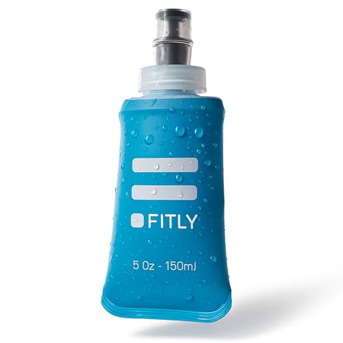 FITLY Soft Flask - 5 oz (150 ml)- Shrink As You Drink Pocket Soft Water Bottle for Hydration Pack/Running Vest- Folding Water Bottle for Running, Hiking, Cycling - Ski Water Bottles (FLASK150)