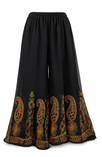 Image of Rani Arts Plazoo Pant Sarara Lucknow Chikankari Multi-Colour Embroidery with Resham Thread Georgette Plazzo for Women & Girls