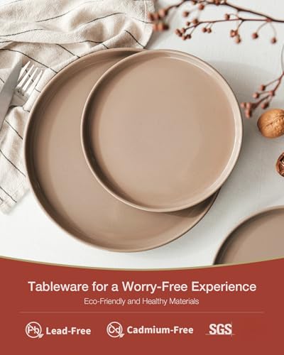 Richmount Milkyway Plates and Bowls Set, 12 Piece Dinner Set, Speckled Stoneware Dinner Set for 4, Chip and Scratch Resistant Dinnerware Sets, Dishwasher & Microwave Safe, Cinnamon Brown - Image 6