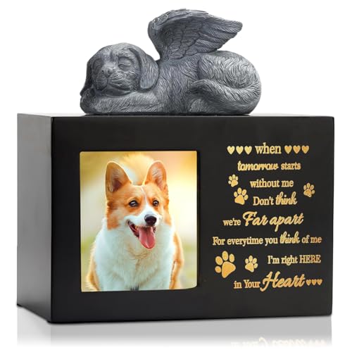 Lavagna commemorativa per cani, urne di animali domestici, per cani, scatola di cremazione per animali domestici, urna con cornice fotografica, pietre commemorative per cani con incisione