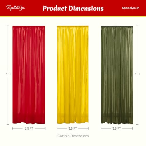 Image of SpecialYou Ganpati Decoration Setup for Home with Yellow, Green & Red (7 * 3.5ft) Backdrop Cloth for Decorations Pooja, Varalakshmi Pooja Decoration Items, Mandir Decorations Items for Home- 11Pcs