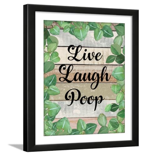 Image of Chaka Chaundh - bathroom poster - bath posters with frame - bathroom quotes framed posterss - bath etiquette poster - bathrooms rules posters - (14 X 11 inches) (Live Laugh - Foral)