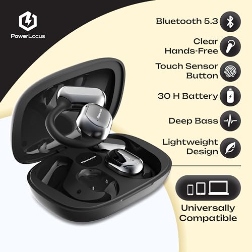 PowerLocus Open Ear Kopfhörer Bluetooth, SportKopfhörer Kabellose Ohrhörer, Touch-Bedinung, Tiefer Bass, Stabil Wasserdicht Wireless Earbuds mit Mikrofon für Sport, Laufen, Radfahren – Bild 3