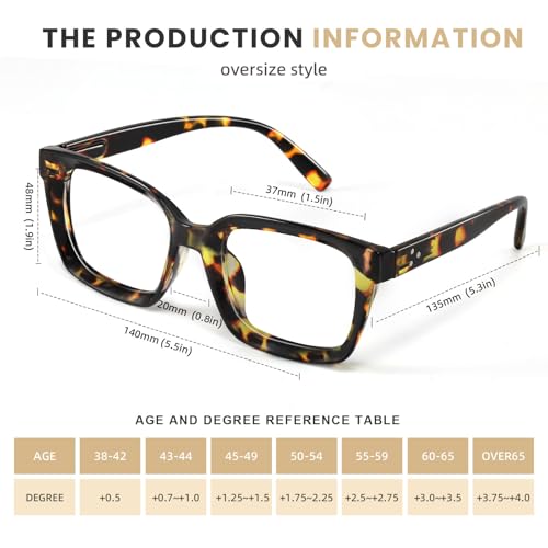 xvxv reading glasses for women men - blue light blocking readers oversize oprah square anti glareeyestrain spring hinge