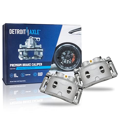 Image of Detroit Axle - Brake Kit for Silverado Sierra 1500 Escalade Yukon Tahoe Drilled and Slotted Disc Brake Rotors Brake Pads Front Brake Calipers Replacement : 12.99 inch inch Front & 13.58 inch inch Rear Rotor