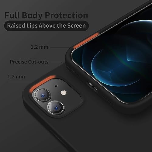 Image of DIZORO Silicone Back Case for iPhone 12 /12 Pro, Soft-Touch Phone Microfiber Silicone Back Cover for iPhone 12 /12 Pro - Black