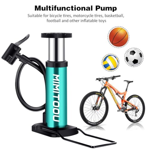 image for MIMITOOU Bike Pump, Mini Bicycle Pump Portable Bike Floor Pump with Pr