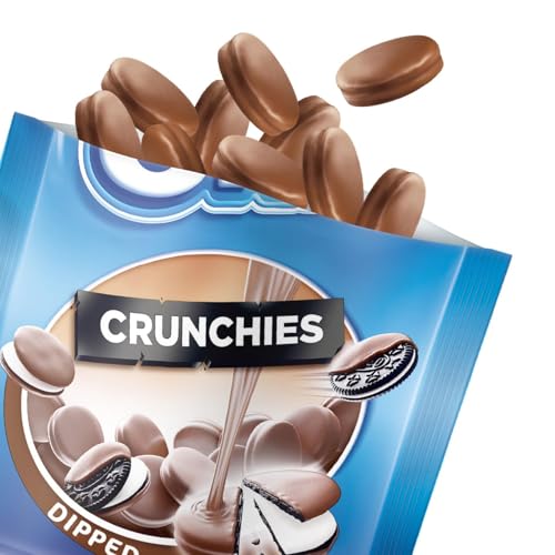 OREO Crunchies Dipped – 8 x 110 g – Knusprige Mini-Kakaokekse mit Crèmefüllung mit Vanillegeschmack, umhüllt von zarter Milchschokolade