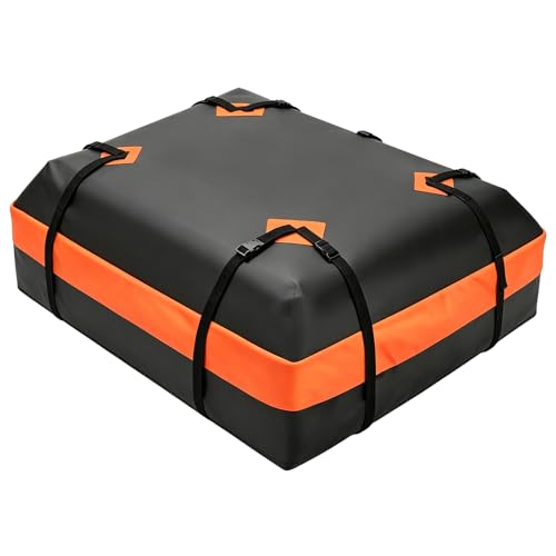 DUMOS Car Rooftop Cargo Carrier 15 Cubic Feet, Car Roof Waterproof PVC Bag, with Anti-Slip Mat,Combination Luggage Lock, Reinforced Straps & Door Hooks,Fit Vehicles with/Without Roof Racks