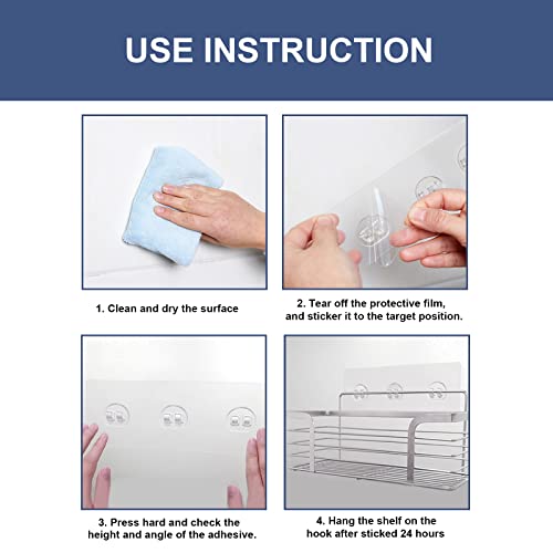 2 Pcs Corner Shower Caddy Adhesive Sticker Replacement Hook, Strong Sticker Hooks For Shower Caddy Bathroom Rack Shelf Soap Dish Basket Wall Hanging, No Drilling Bath Kitchen Organizer Accessories #TOP4