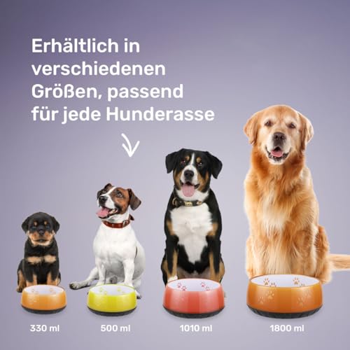 EHASO Hundenapf mit Herzen - Futter- und Trinknapf für kleine und große Hunde (1800ml, Aubergine)