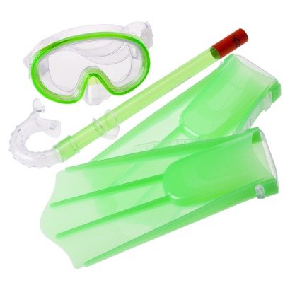Speedo Discovery Kid's Green Snorkel Gear Set includes Mask, Snorkel and Fins (Size L/XL)