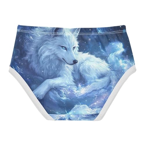 Galaxy Wolf Blue Toddler Girls Panties, Cotton Girls Underwear, 2T–8 Years2