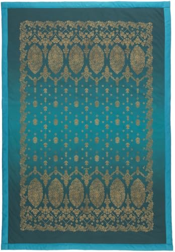 Bassetti Gold Decor Plaid aus 100% Baumwolle in der Farbe Smaragdgrün V1, Maße: 135X190 cm - 9333419