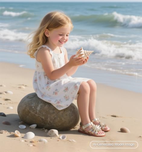 Image of PHIRAMIN Toddler Girl Sandals - Flower Girl Dress Shoes Open Toe Little Kid Flats