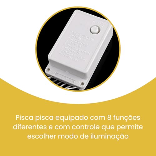 Pisca Pisca Branco Quente Cordão Luzes Natal 110 Volts Decoração Natalina 100 Lâmpadas Led Enfeite