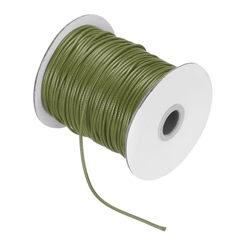 Cordon en cuir ciré 2mm vert kaki de 85m pour bijoux et perles