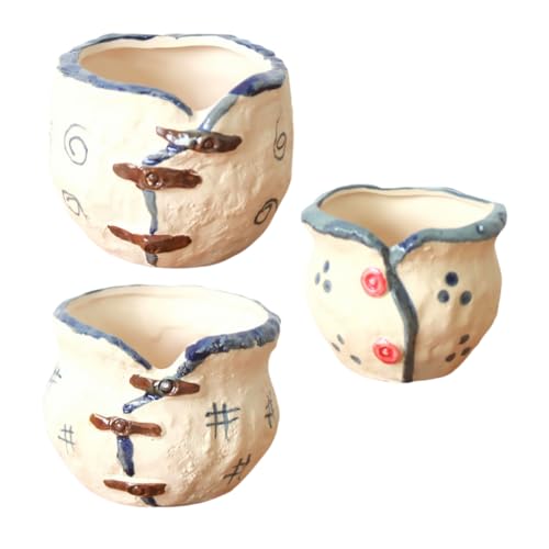 Toyvian 3 Pièces Pots de Fleurs Céramique Conteneurs de Plantes pour Jardinage Décor de Unique