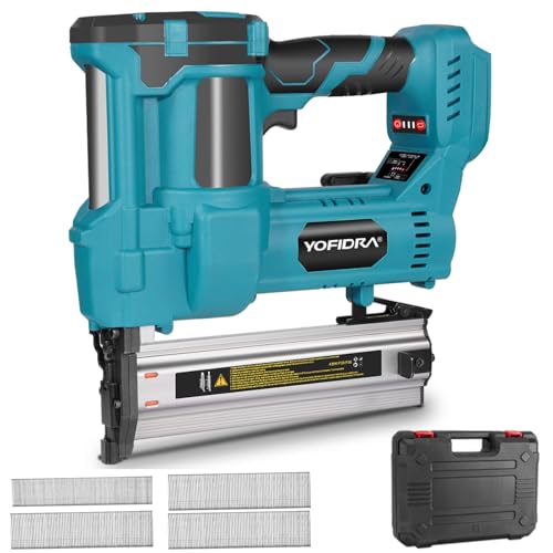 Yofidra 2 in 1 Akku Tacker Nagelpistole, Bürstenlos Elektrotacker Kompatibel mit Makita 18V Akku, Tiefeneinstellung, inkl.300 Brad-Nagel und 100 Klammern,für Holzarbeiten Heimwerker (Ohne Batterie)