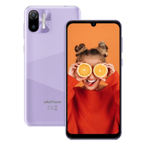 Ulefone Telephone Portable, Note 6T Telephone Pas Cher Android 12, Smartphone Débloqué 64Go, Caméra AI 13MP + 5MP, Écran 6.1' HD+, 3Go RAM/SD-128Go, 3300mAh, Téléphone 4G Dual Sim/Face ID/OTG/Violet