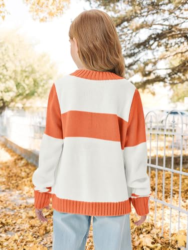 Yousify Girl's Ski Sweater Color Block Striped Long Sleeve Spring Fall Winter Knitted Pullover Jumper Tops 5-14 Years4