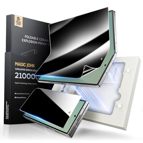 MAGIC JOHN for Samsung Galaxy Z Fold 7 privacy Screen Protector [Not Glass] 25Anti-Spy Screen 1 Pack Inner Flexible PET Film & Front Film with Auto Align Mounting Frame Kit Crease-Free Bubble-Free