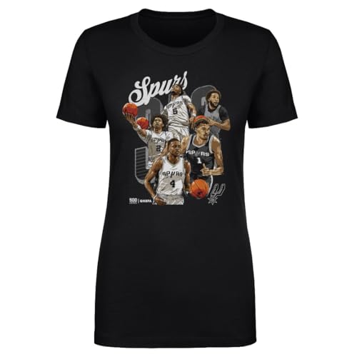 500 LEVEL San Antonio Spurs 2026 Playoffs Starting 5 Shirt for Women (Black XX-Large)