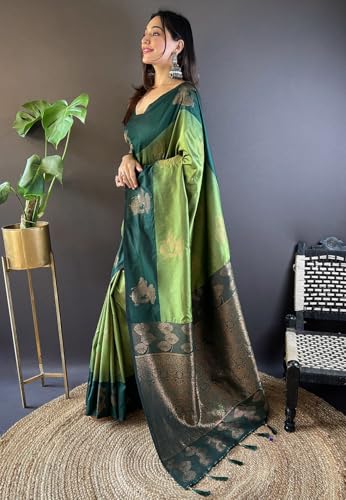 Image of SGF11- Women's Kanjivaram Woven Soft Silk Saree With Blouse Piece