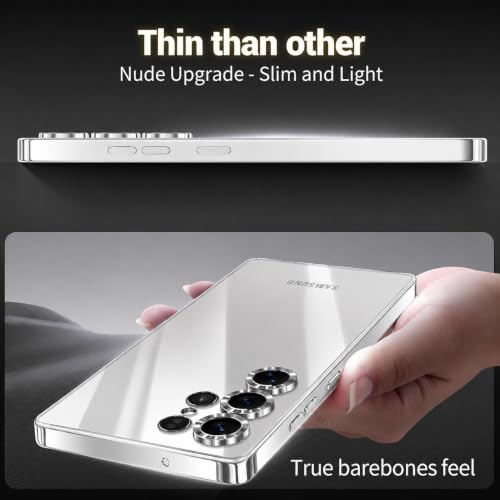 Image of VONZEE Clear Logo Electroplating Transparent Case for Samsung S25 Ultra 5G, Magnetic Plating Electroplate TPU Cover, Individual Camera Protection for Each Lens - Silver