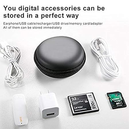 Grace Earphone Headphone Carrying Case Pouch Cover for Earphones | Compact Storage for Earphones, Headsets, Pen Drives, SD Cards, Charging Cables | Black (Pack of 1) 8