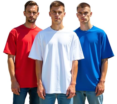Image of RodZen Oversized Baggy Fit Half Sleeves Round Neck Solid Cotton Blend Combo T-Shirt for Men (Pack of 3)