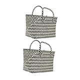 TOPPERFUN 2 Stück Geflochtener Einkaufswagen aus Teiliges für Gemüse und Alltagsgegenstände mit Ergonomischem Griff für Stilvolle Aufbewahrung und Transport