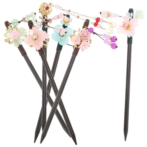 Épingles à cheveux chinoises en bois lot de 6, le cadeau idéal pour passionnées de coiffure