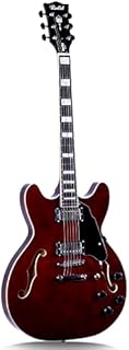 Redid Semi-Hollow Body Electric Guitar RD-100 Jazz Guitar with F-Hole,Maple neck,humbucker Pickups(Brown)