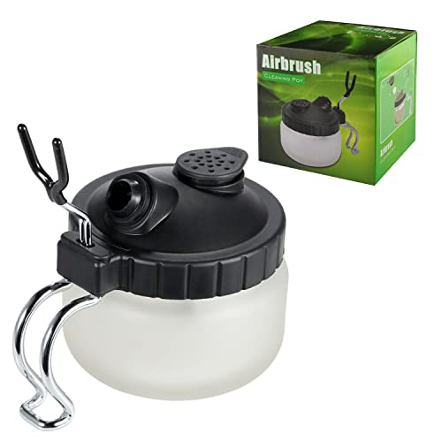 JOYABEST Multi-Purpose AirbrushCleaning Pot Airbrush Washing Tool, Spray Gun CleanerAir BrushGlassJar with Holder Station