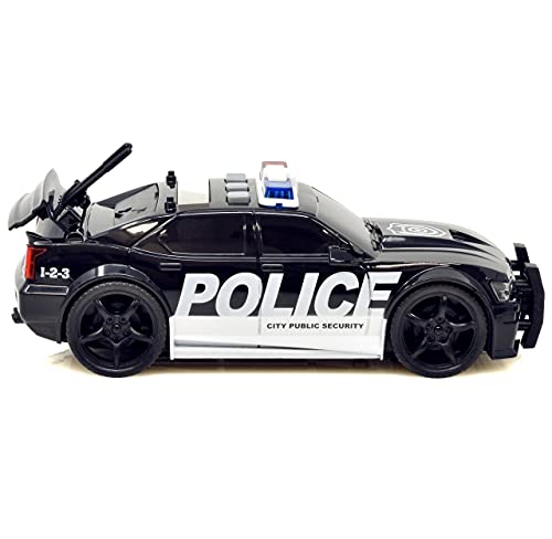 Friction Powered Police Car Toy Rescue Vehicle With Lights And Siren Sounds For Boys Toddlers And Kids, Pull Back 1:20 Diecast Vehicle Car #TOP6