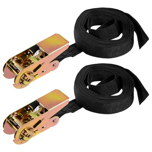 Pxobiug 2 PCS Endless Ratchet Tie Down Straps, 1 in×10 Ft Heavy Duty Ratcheting Strap with Track Spring Fittings, 1764 lbs Break Strength Cargo Ratchet Tie Downs for Car Truck Trailer