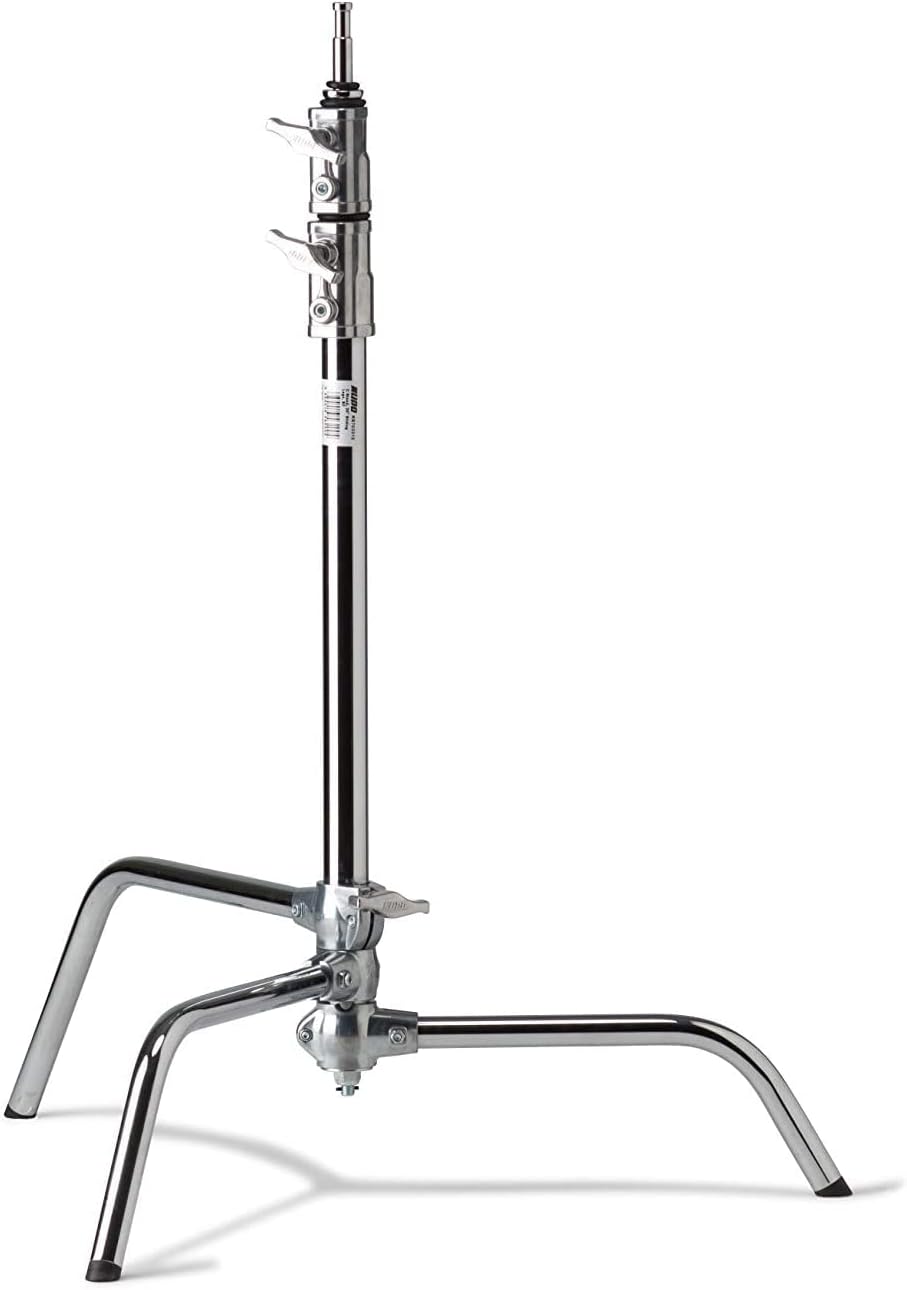 Kupo 20" C-Stand Sliding Leg Professional Grip Stand for Photography and Video Lighting, with Adjustable Leveling Leg for Uneven Terrain, Steel Risers, and Standard C-Stand Hardware, Silver (KS703312)