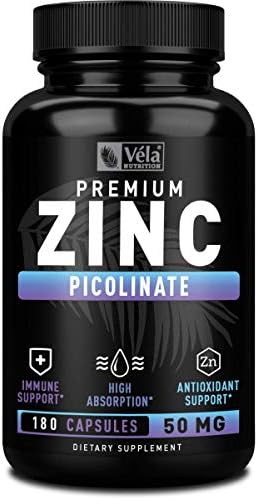 Zinc Picolinate 50mg Immune System | Growth | Immune Booster (180 Capsules | 6-Month Supply) Powerful Zinc 50mg Zinc Picolinate Supplements & Zinc Vitamins for Adults, Immune Support Capsules