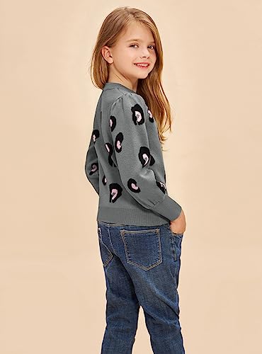 Danna Belle Girls Fall Long Sleeve Crew Neck Leopard Pullover Christmas Sweaters 5-12Years2